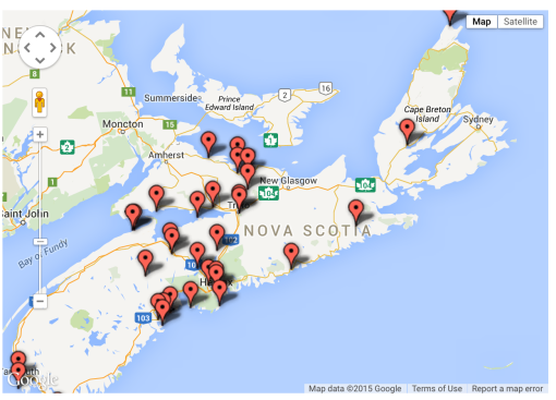 Here's a great day-tripping map. Take along an ECG DIY Go Glamping Kit and make it week long adventure around Nova Scotia!