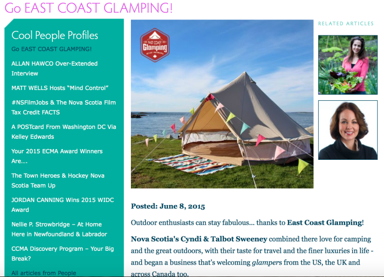 East Coast Glamping's story on Sea and Be Scene